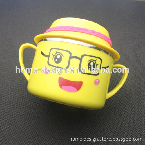 big smile stainless steel 304 children's cartoon bowl with lid